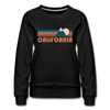 California Women’s Sweatshirt - Retro Mountain Women’s California Crewneck Sweatshirt - black