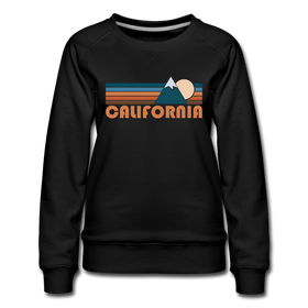 California Women’s Sweatshirt - Retro Mountain Women’s California Crewneck Sweatshirt - black