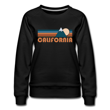 California Women’s Sweatshirt - Retro Mountain Women’s California Crewneck Sweatshirt - black
