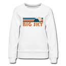 Big Sky, Montana Women’s Sweatshirt - Retro Mountain Women’s Big Sky Crewneck Sweatshirt - white