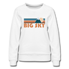 Big Sky, Montana Women’s Sweatshirt - Retro Mountain Women’s Big Sky Crewneck Sweatshirt - white