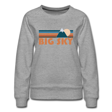Big Sky, Montana Women’s Sweatshirt - Retro Mountain Women’s Big Sky Crewneck Sweatshirt - heather gray