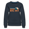 Big Sky, Montana Women’s Sweatshirt - Retro Mountain Women’s Big Sky Crewneck Sweatshirt - navy