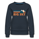 Big Sky, Montana Women’s Sweatshirt - Retro Mountain Women’s Big Sky Crewneck Sweatshirt - navy