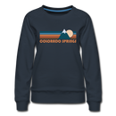 Colorado Springs, Colorado Women’s Sweatshirt - Retro Mountain Women’s Colorado Springs Crewneck Sweatshirt - navy