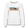 Colorado Women’s Sweatshirt - Retro Mountain Women’s Colorado Crewneck Sweatshirt - white