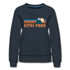 Estes Park, Colorado Women’s Sweatshirt - Retro Mountain Women’s Estes Park Crewneck Sweatshirt - navy