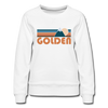 Golden, Colorado Women’s Sweatshirt - Retro Mountain Women’s Golden Crewneck Sweatshirt - white