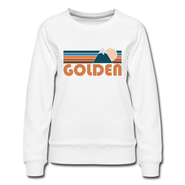 Golden, Colorado Women’s Sweatshirt - Retro Mountain Women’s Golden Crewneck Sweatshirt - white