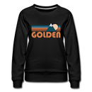 Golden, Colorado Women’s Sweatshirt - Retro Mountain Women’s Golden Crewneck Sweatshirt - black