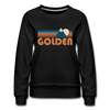 Golden, Colorado Women’s Sweatshirt - Retro Mountain Women’s Golden Crewneck Sweatshirt - black