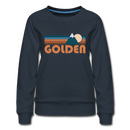 Golden, Colorado Women’s Sweatshirt - Retro Mountain Women’s Golden Crewneck Sweatshirt - navy