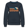 Golden, Colorado Women’s Sweatshirt - Retro Mountain Women’s Golden Crewneck Sweatshirt - navy