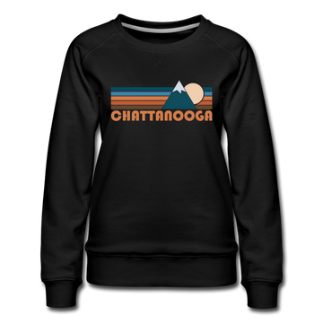 Chattanooga, Tennessee Women’s Sweatshirt - Retro Mountain Women’s Chattanooga Crewneck Sweatshirt - black