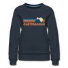 Chattanooga, Tennessee Women’s Sweatshirt - Retro Mountain Women’s Chattanooga Crewneck Sweatshirt - navy
