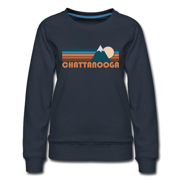 Chattanooga, Tennessee Women’s Sweatshirt - Retro Mountain Women’s Chattanooga Crewneck Sweatshirt - navy