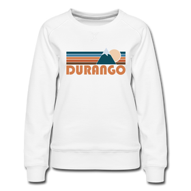 Durango, Colorado Women’s Sweatshirt - Retro Mountain Women’s Durango Crewneck Sweatshirt - white