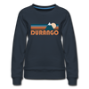 Durango, Colorado Women’s Sweatshirt - Retro Mountain Women’s Durango Crewneck Sweatshirt - navy