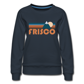 Frisco, Colorado Women’s Sweatshirt - Retro Mountain Women’s Frisco Crewneck Sweatshirt - navy