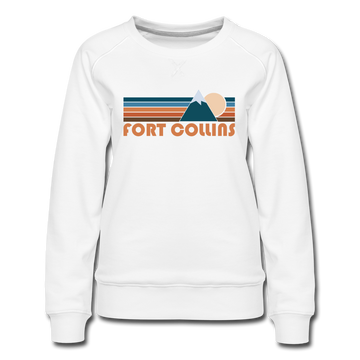 Fort Collins, Colorado Women’s Sweatshirt - Retro Mountain Women’s Fort Collins Crewneck Sweatshirt - white