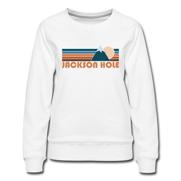 Jackson Hole, Wyoming Women’s Sweatshirt - Retro Mountain Women’s Jackson Hole Crewneck Sweatshirt - white