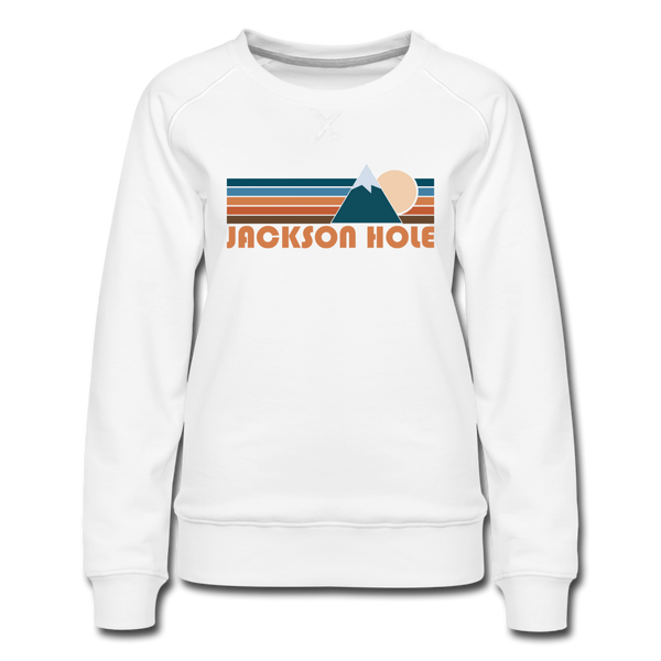 Jackson Hole, Wyoming Women’s Sweatshirt - Retro Mountain Women’s Jackson Hole Crewneck Sweatshirt - white