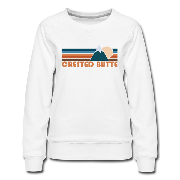 Crested Butte, Colorado Women’s Sweatshirt - Retro Mountain Women’s Crested Butte Crewneck Sweatshirt - white