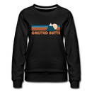 Crested Butte, Colorado Women’s Sweatshirt - Retro Mountain Women’s Crested Butte Crewneck Sweatshirt - black