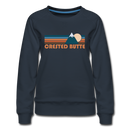 Crested Butte, Colorado Women’s Sweatshirt - Retro Mountain Women’s Crested Butte Crewneck Sweatshirt - navy