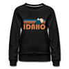 Idaho Women’s Sweatshirt - Retro Mountain Women’s Idaho Crewneck Sweatshirt - black