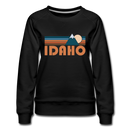 Idaho Women’s Sweatshirt - Retro Mountain Women’s Idaho Crewneck Sweatshirt - black