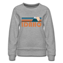 Idaho Women’s Sweatshirt - Retro Mountain Women’s Idaho Crewneck Sweatshirt - heather gray