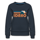 Idaho Women’s Sweatshirt - Retro Mountain Women’s Idaho Crewneck Sweatshirt - navy