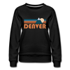 Denver, Colorado Women’s Sweatshirt - Retro Mountain Women’s Denver Crewneck Sweatshirt - black