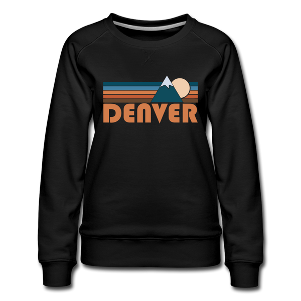 Denver, Colorado Women’s Sweatshirt - Retro Mountain Women’s Denver Crewneck Sweatshirt - black