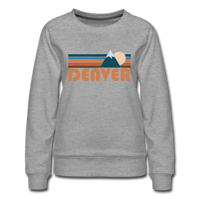 Denver, Colorado Women’s Sweatshirt - Retro Mountain Women’s Denver Crewneck Sweatshirt - heather gray