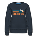Denver, Colorado Women’s Sweatshirt - Retro Mountain Women’s Denver Crewneck Sweatshirt - navy
