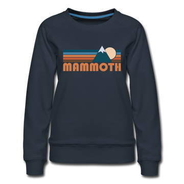 Mammoth, California Women’s Sweatshirt - Retro Mountain Women’s Mammoth Crewneck Sweatshirt - navy