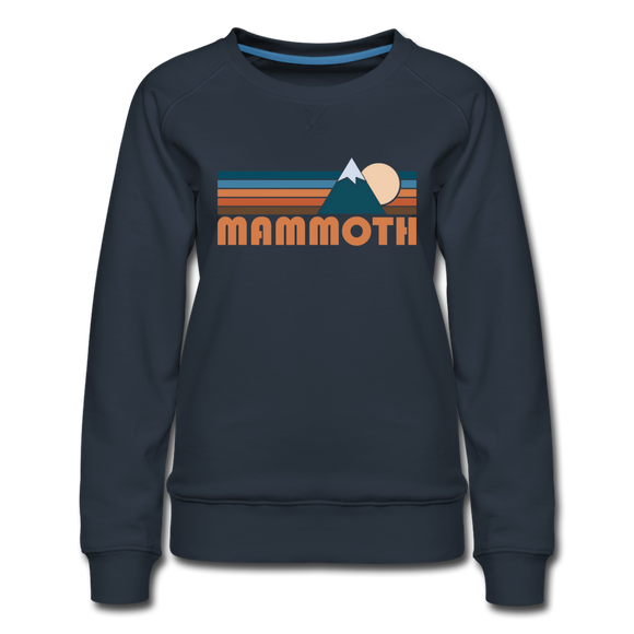 Mammoth, California Women’s Sweatshirt - Retro Mountain Women’s Mammoth Crewneck Sweatshirt - navy