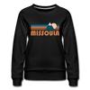 Missoula, Montana Women’s Sweatshirt - Retro Mountain Women’s Missoula Crewneck Sweatshirt - black