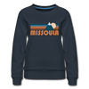 Missoula, Montana Women’s Sweatshirt - Retro Mountain Women’s Missoula Crewneck Sweatshirt - navy