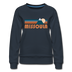 Missoula, Montana Women’s Sweatshirt - Retro Mountain Women’s Missoula Crewneck Sweatshirt - navy