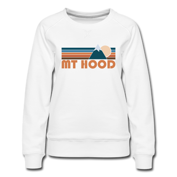 Mount Hood, Oregon Women’s Sweatshirt - Retro Mountain Women’s Mount Hood Crewneck Sweatshirt - white