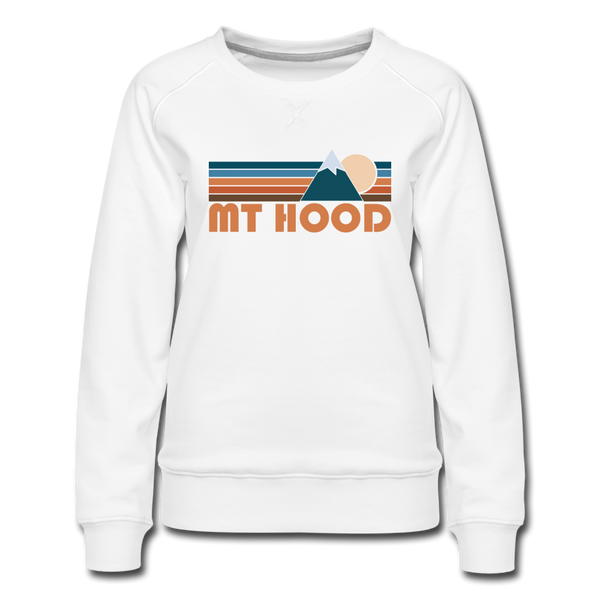 Mount Hood, Oregon Women’s Sweatshirt - Retro Mountain Women’s Mount Hood Crewneck Sweatshirt - white