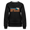 Mount Hood, Oregon Women’s Sweatshirt - Retro Mountain Women’s Mount Hood Crewneck Sweatshirt - black