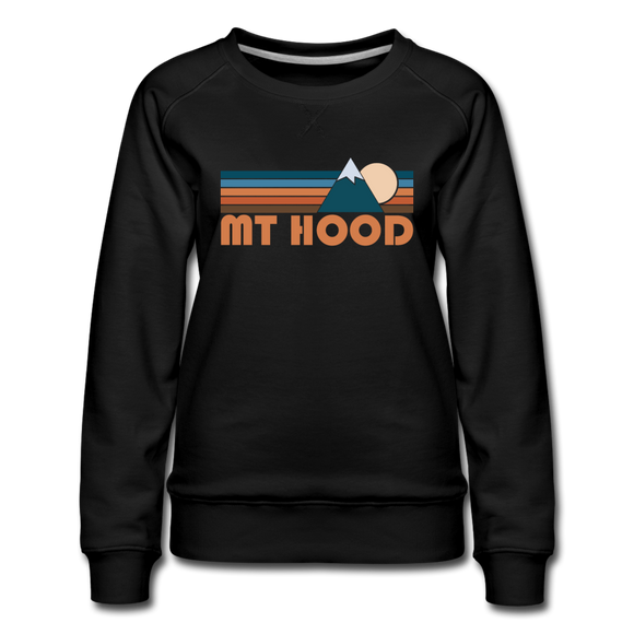 Mount Hood, Oregon Women’s Sweatshirt - Retro Mountain Women’s Mount Hood Crewneck Sweatshirt - black