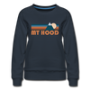 Mount Hood, Oregon Women’s Sweatshirt - Retro Mountain Women’s Mount Hood Crewneck Sweatshirt - navy
