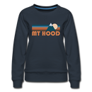 Mount Hood, Oregon Women’s Sweatshirt - Retro Mountain Women’s Mount Hood Crewneck Sweatshirt - navy