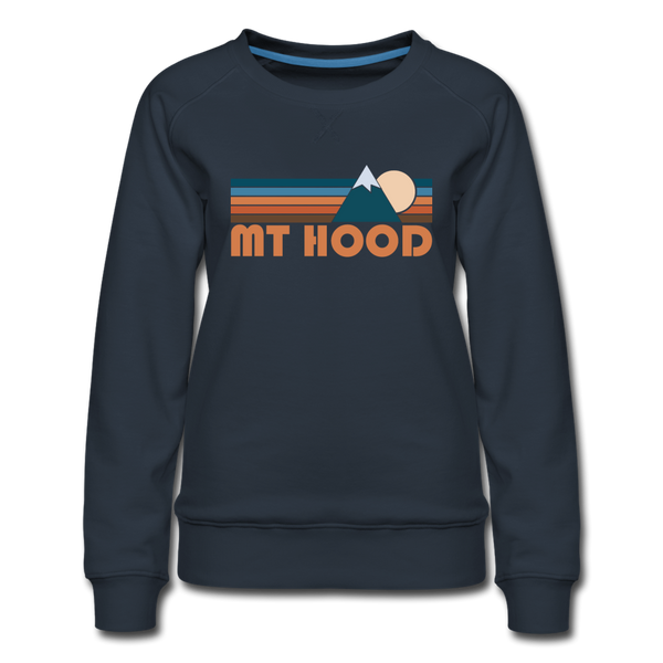 Mount Hood, Oregon Women’s Sweatshirt - Retro Mountain Women’s Mount Hood Crewneck Sweatshirt - navy