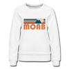 Moab, Utah Women’s Sweatshirt - Retro Mountain Women’s Moab Crewneck Sweatshirt - white